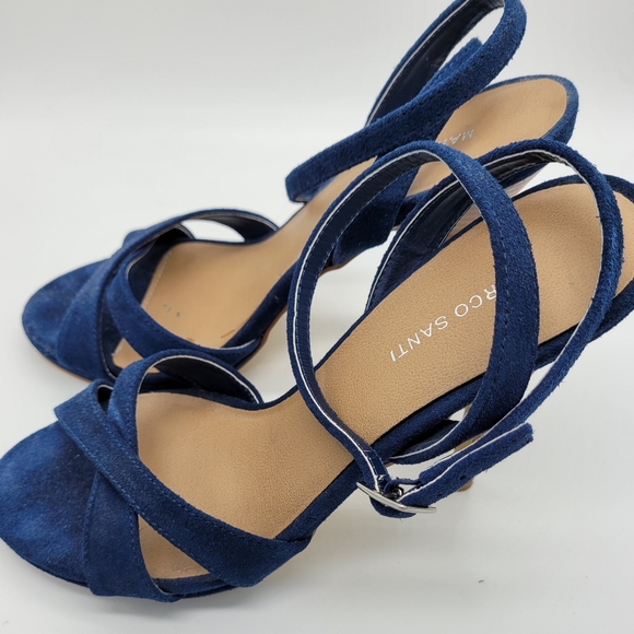 Navy Ankle Strap Heels, Sz 9 - Picture 2 of 4